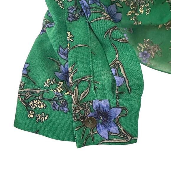 Heartloom Revolve Floral Surplice Wrap Long Sleeve Blouse Green Size M - Picture 5 of 11
